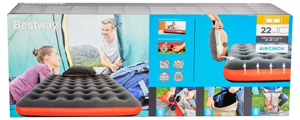 Спорт и отдых  Ашан Матрас надувной BESTWAY Roll Relax с подушкой, 203х152х22 см