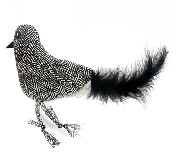 Игрушка для кошек Petpark Птичка с перьями серая 25 см 200₽