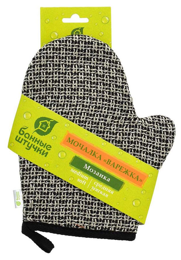 Мочалка варежка для бани и сауны Банные Штучки Мозаика medium soft, 18х22 см