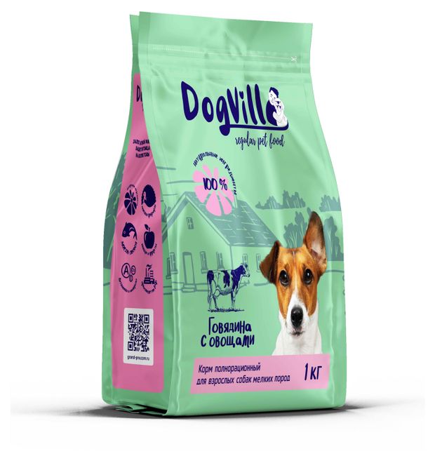 Сухой корм для собак DogVill с говядиной и овощами, 1 кг