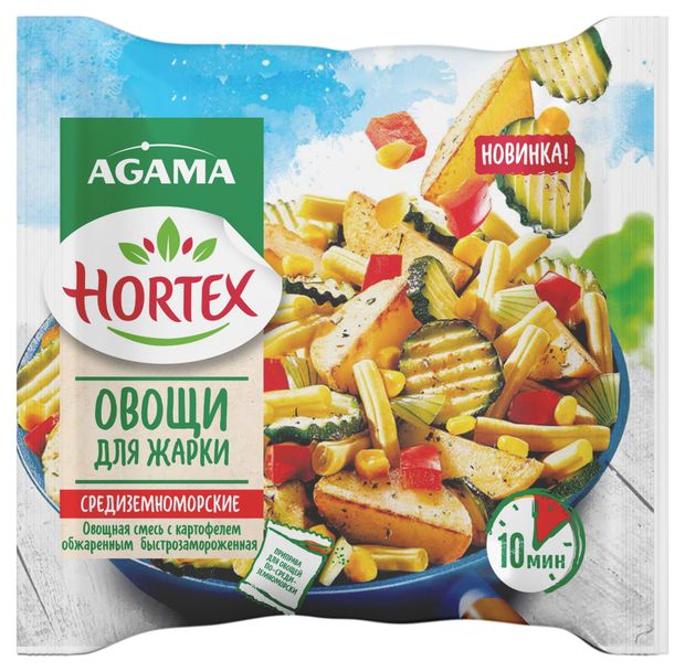 Замороженные продукты  Ашан Овощная смесь Овощи для жарки Hortex Средиземноморские, 400 г