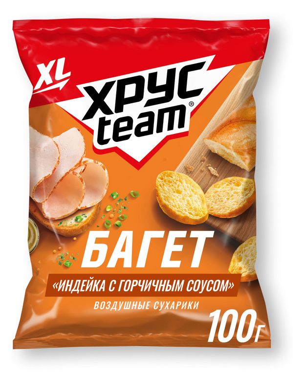 Сухарики Хрусteam Багет индейка с горчичным соусом, 100 г