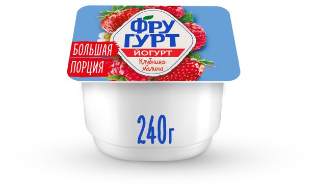 Йогурт Фругурт Большая порция клубника малина 2 БЗМЖ 240 г 58₽