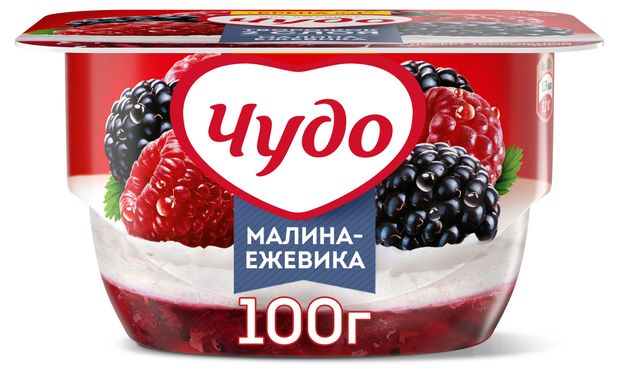 Творожок Чудо взбитый малина-ежевика 4,2%, 100 г