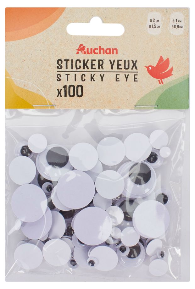 Набор наклеек для творчества АШАН Красная птица Глазки 100 шт 50₽