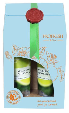 Набор подарочный Profresh Голубой Крем для рук питательный 75 мл Крем для ног смягчающий 75 мл 260₽