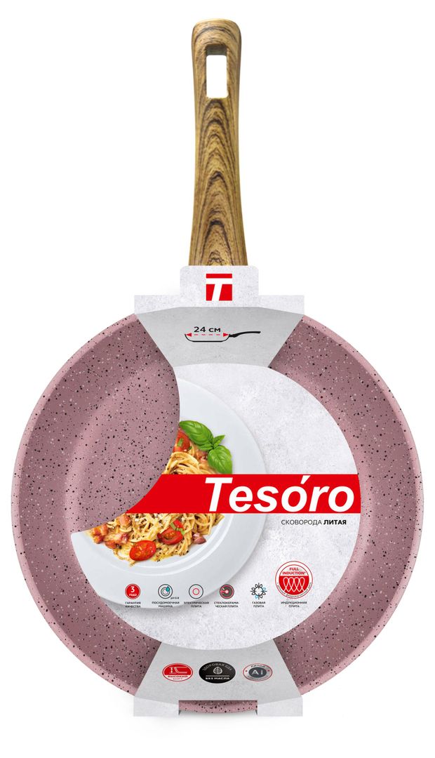 Сковорода Нева Металл Посуда Tesoro Pink, 24 см