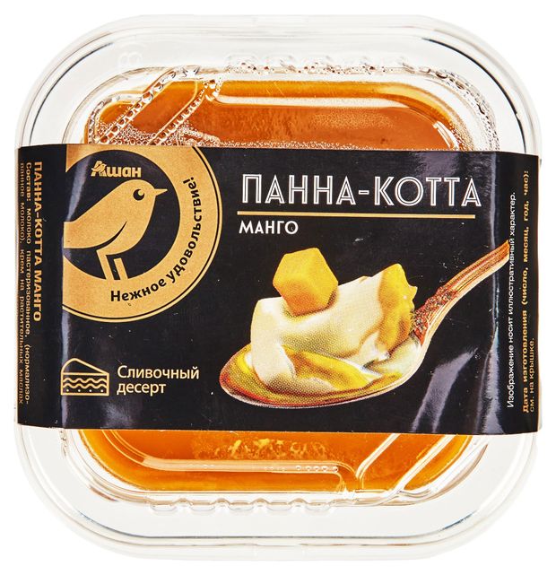 Десерт Панна-котта АШАН Золотая птица Манго порционный охлажденный, 185 г