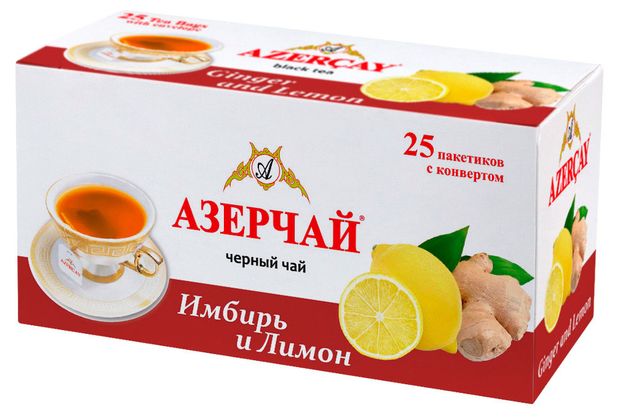 Чай черный АЗЕРЧАЙ Имбирь и лимон в пакетиках 25х18 г 119₽