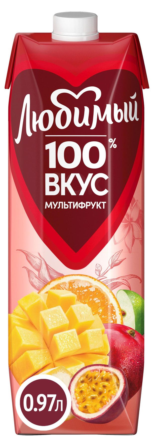 Вода, соки, напитки Нектар мультифруктовый Любимый с мякотью, 970 мл