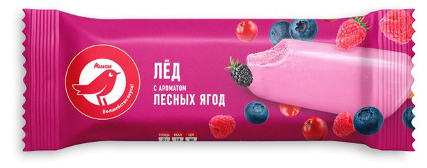 Фруктовый лед АШАН Красная птица с ароматом лесных ягод, 60 г