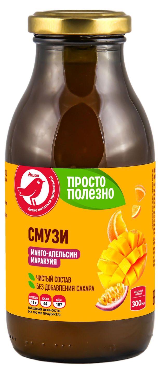 Смузи АШАН Красная птица Манго-Апельсин-Маракуйя 300 мл 120₽