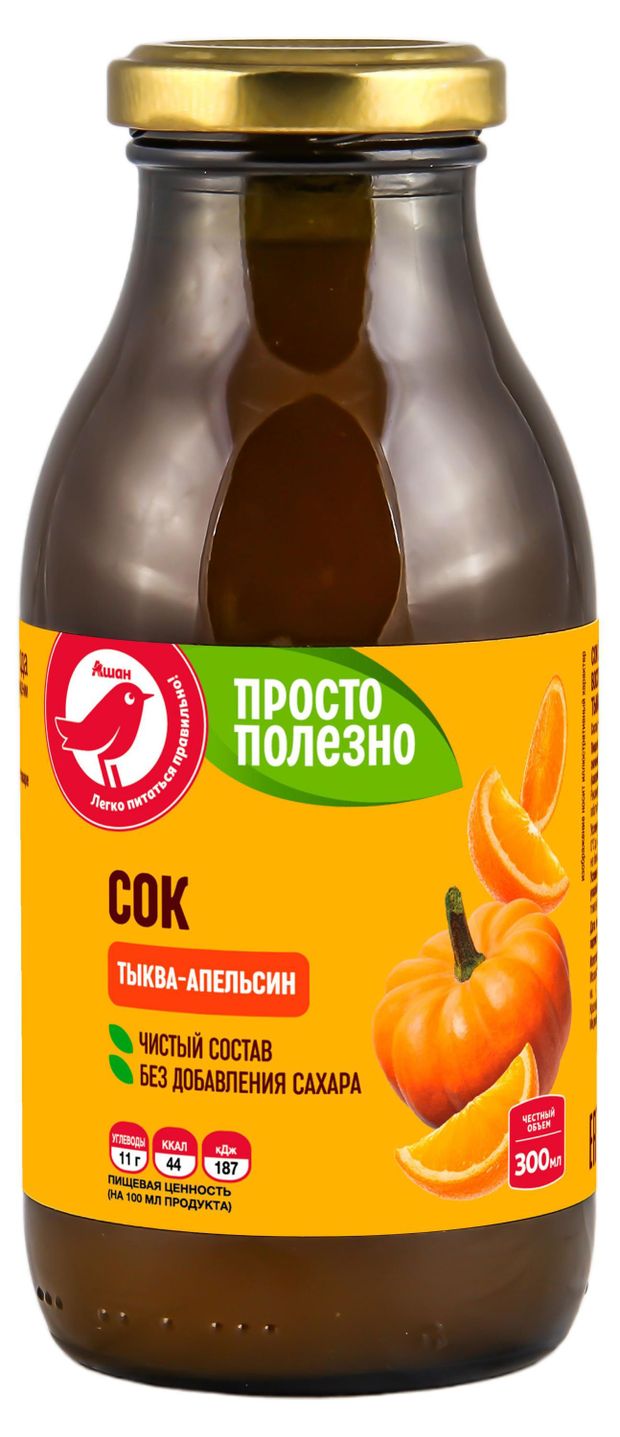 Сок АШАН Красная птица Тыква-Апельсин, 300 мл