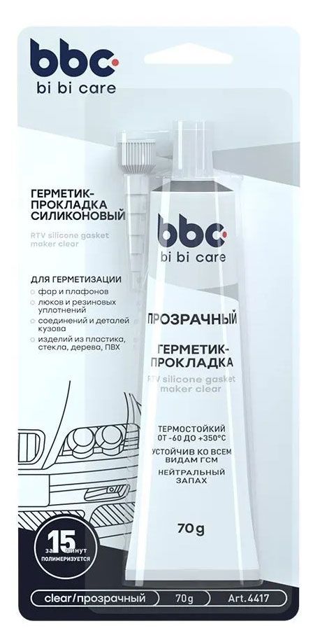 Герметик-прокладка bi bi care силиконовый прозрачный 70 г 169₽