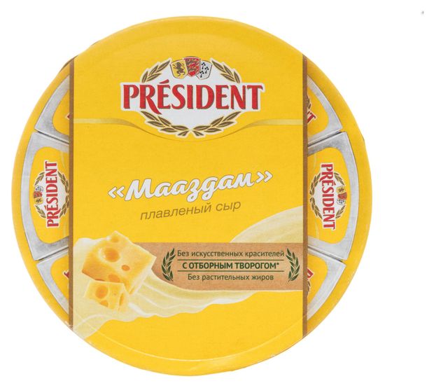 Сыр плавленый Мааздам President треугольники БЗМЖ 140 г 165₽