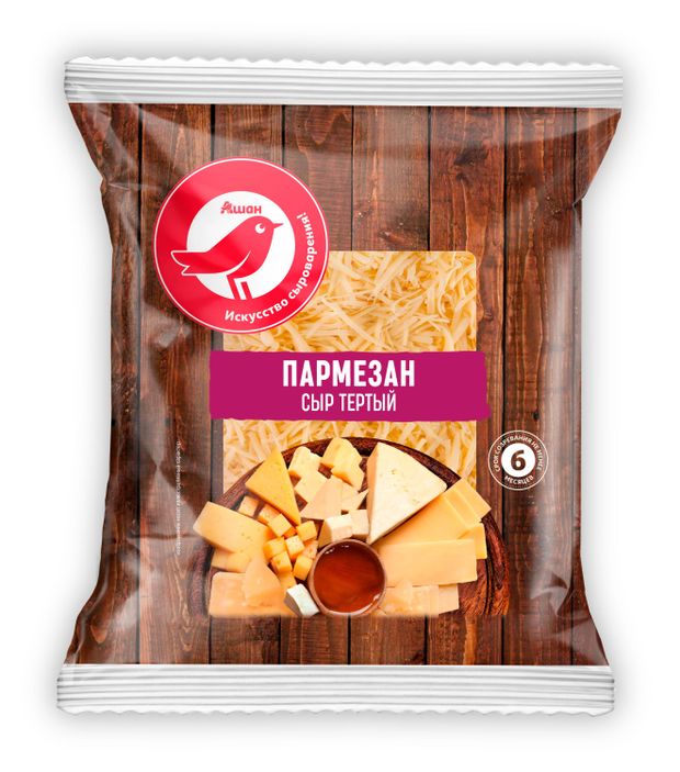 Сыр тертый АШАН Красная птица Пармезан БЗМЖ 150 г 250₽