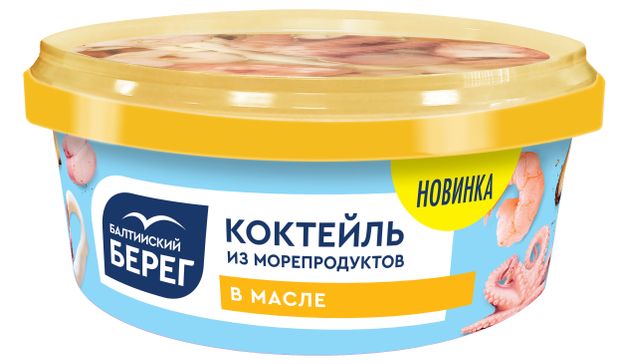 Рыба, икра, морепродукты  Ашан Коктейль из морепродуктов Балтийский Берег в масле, 300 г