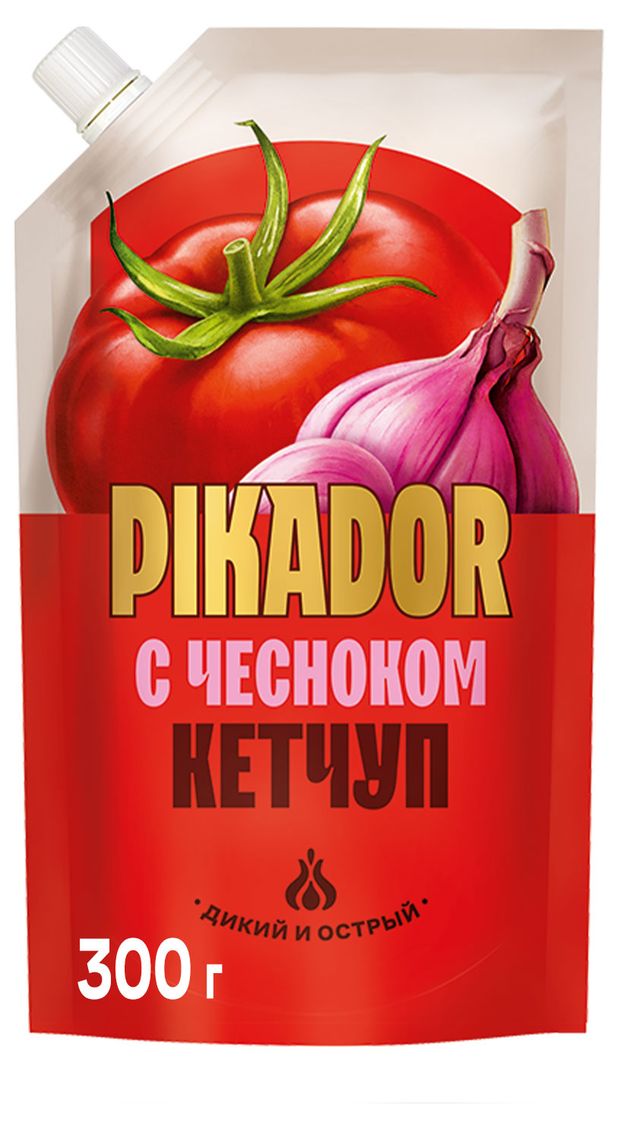 Кетчуп томатный Pikador с чесноком 300 г 150₽