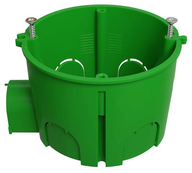 Коробка установочная ЭРА KUTS1-68-45 для твердых стен с саморезами один стыковочный узел IP20 зеленая, 68х45 мм