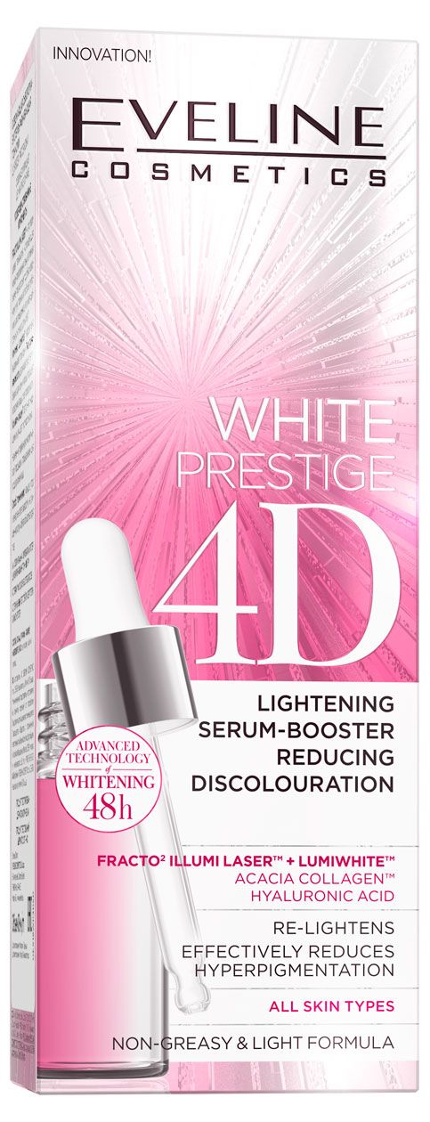 Сыворотка-бустер для лица Еveline White prestige 4D освежающая выравнивающая тон кожи, 18 мл