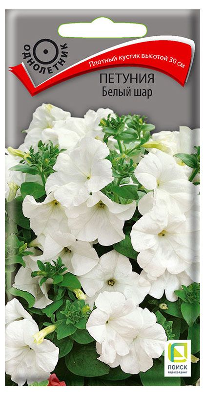 Семена Поиск Петуния Белый шар 01 г 29₽
