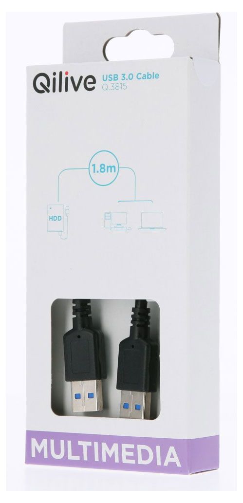 фото Кабель qilive usb a-a черный, 1,8 м
