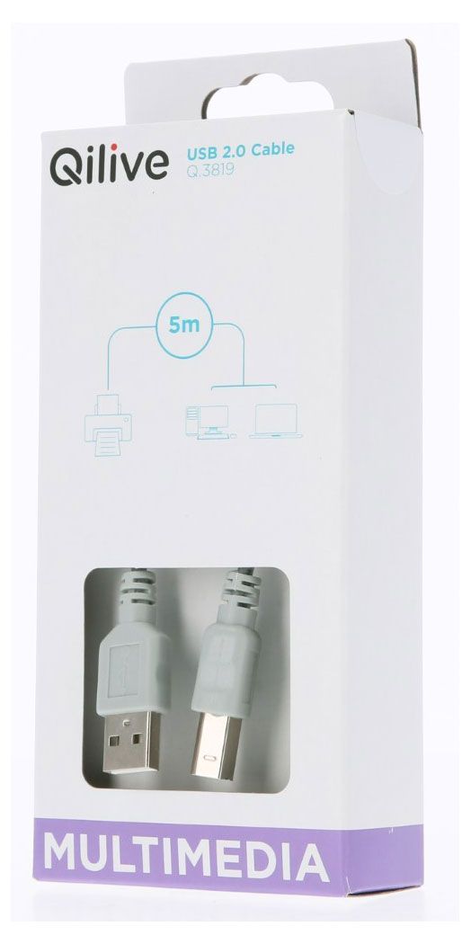 Кабель Qilive USB A-B, 5 м