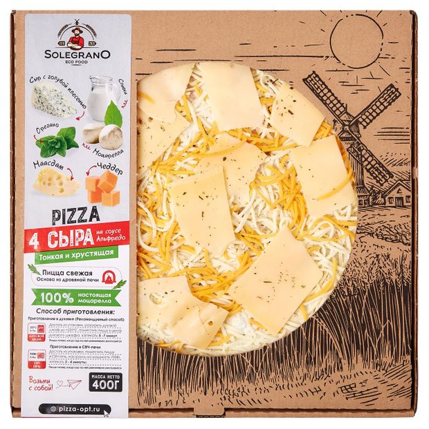 Пицца Solegrano 4 сыра на соусе Альфредо, 400 г