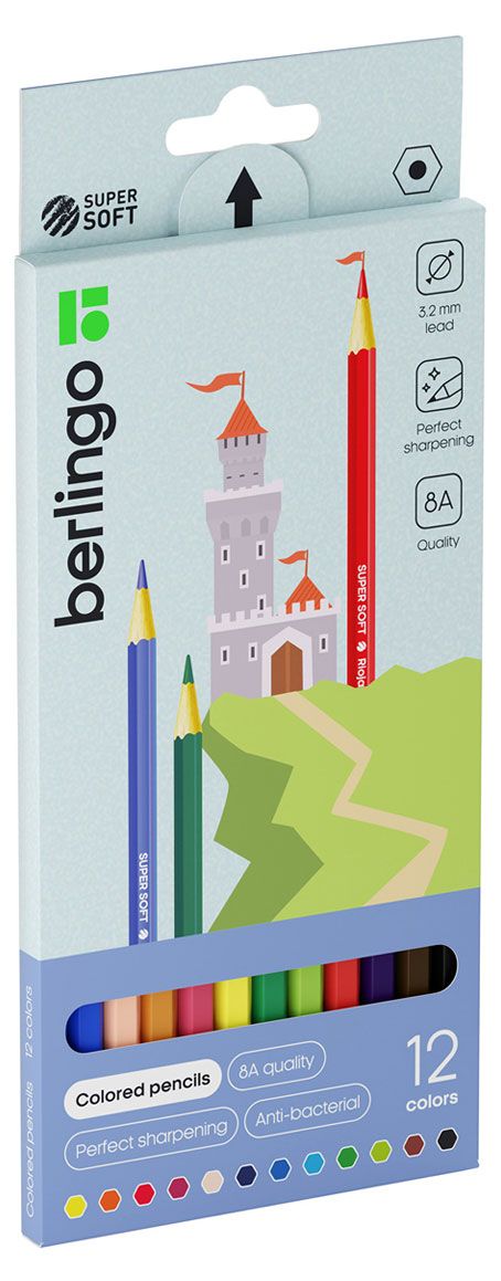 Карандаши цветные Berlingo SuperSoft Замки, 12 цветов