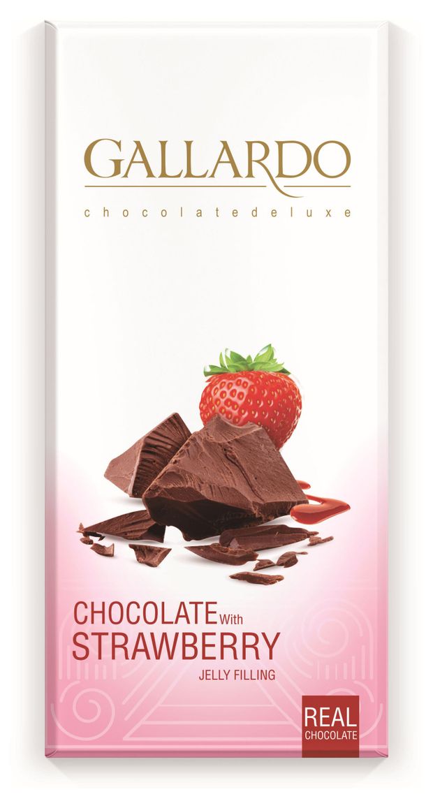 Шоколад молочный Gallardo с начинкой со вкусом клубники Иран, 80 г