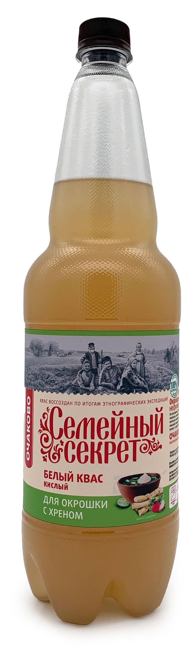 Вода, соки, напитки  Ашан Квас Семейный Секрет Для окрошки с хреном, 1,35 л