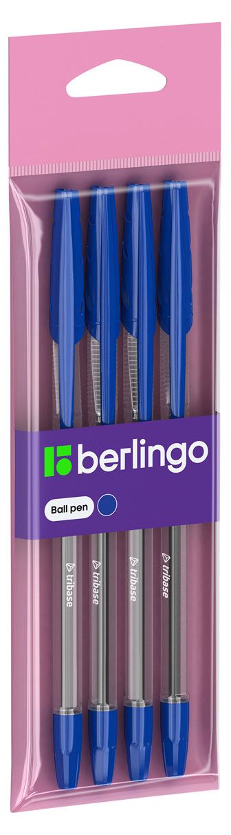 Ручка шариковая Berlingo Tribase синяя, 4 шт