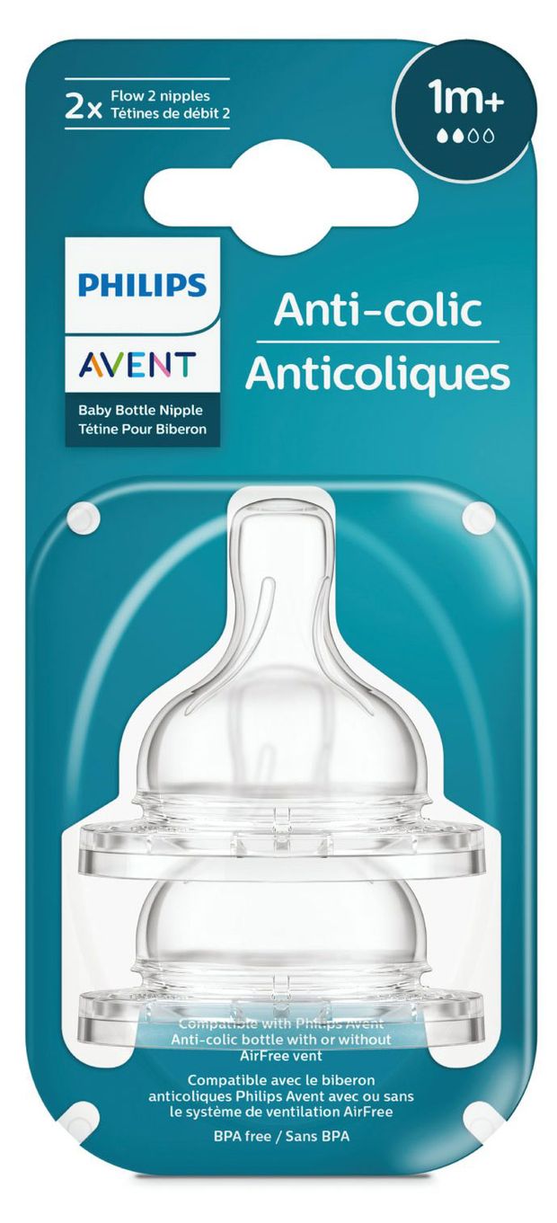 Соска Philips Avent с медленным потоком Philips Avent Anti-colic 1 мес 2 шт 400₽