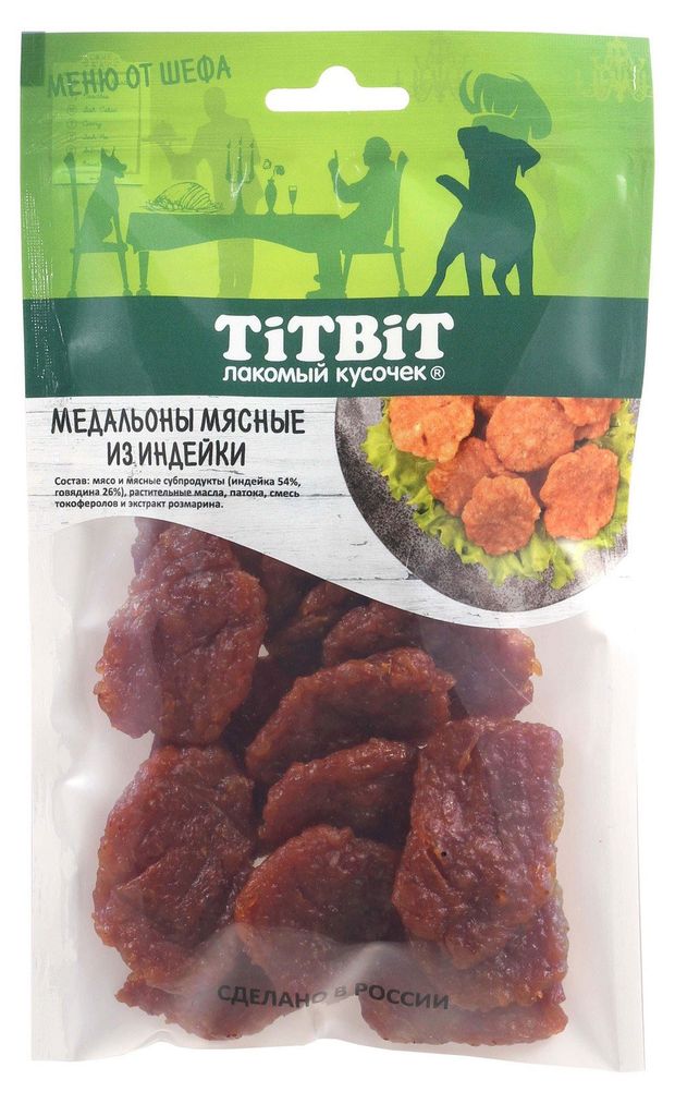 Лакомство для собак TiTBiT Медальоны из индейки, 80 г