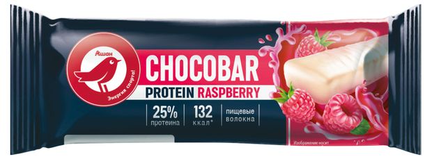 Батончик АШАН Красная птица протеиновый Малина 60 г 105₽