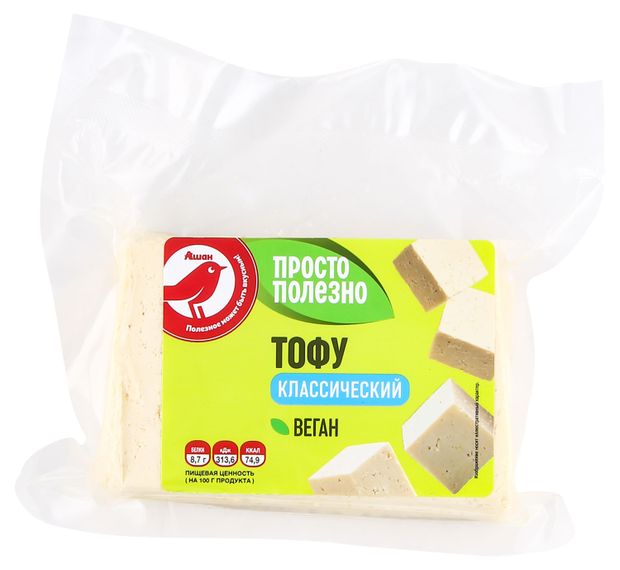 Сыр растительный Тофу Классический АШАН Красная птица Vegan кусок БЗМЖ 250 г 150₽