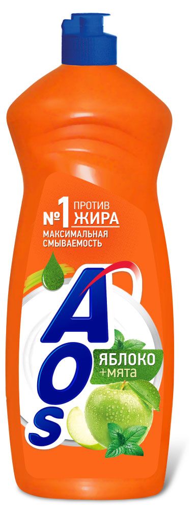 Средство для мытья посуды Aos Яблоко + мята, 900 г