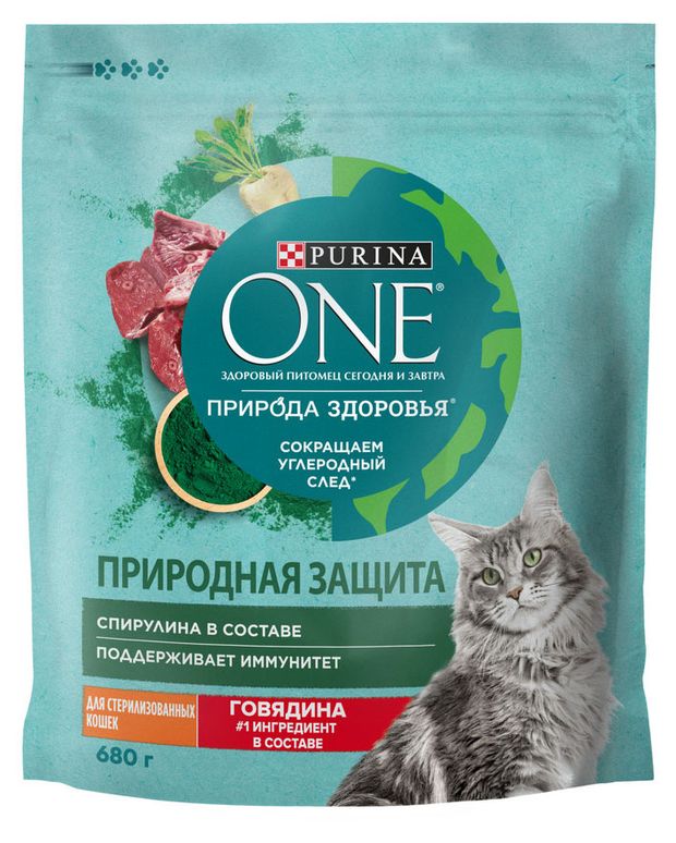 фото Сухой корм purina one природа здоровья для стерилизованных кошек и кастрированных котов с говядиной, 680 г