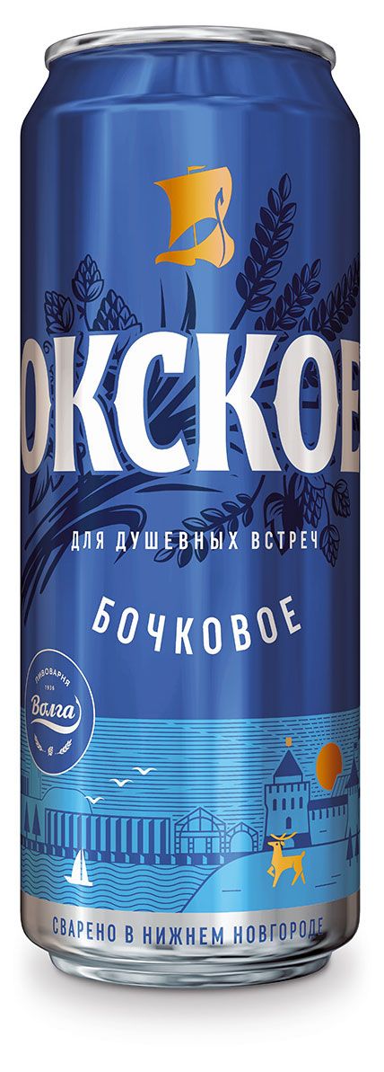 Пиво Окское Бочковое светлое фильтрованное 4,7%, 430 мл