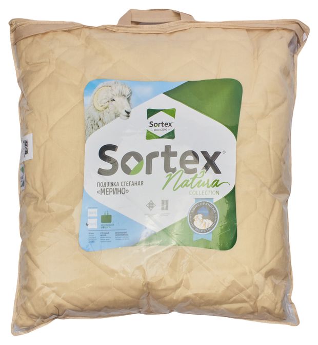 фото Подушка sortex классика из овечьей шерсти, 70х70 см