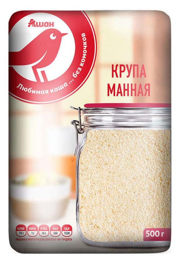 Крупа манная АШАН Красная птица 500 г 80₽