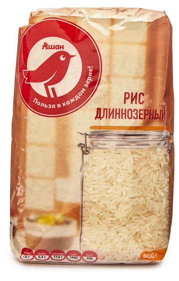 Рис длиннозерный АШАН Красная птица 800 г 100₽