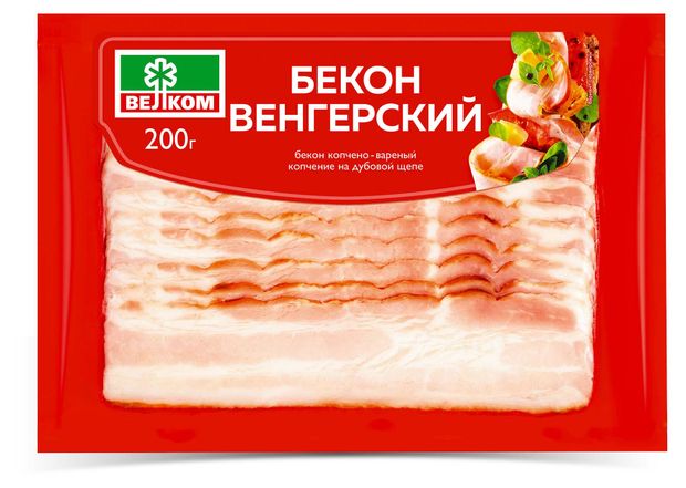 Бекон варено-копченый ВЕЛКОМ Венгерский нарезка 200 г 390₽