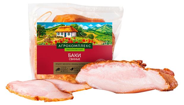 Баки свиные варено-копченые Агрокомплекс Выселковский Щековина без сои, ~ 1,5 кг
