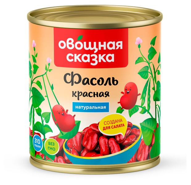 Фасоль красная Овощная сказка в собственном соку, 310 г