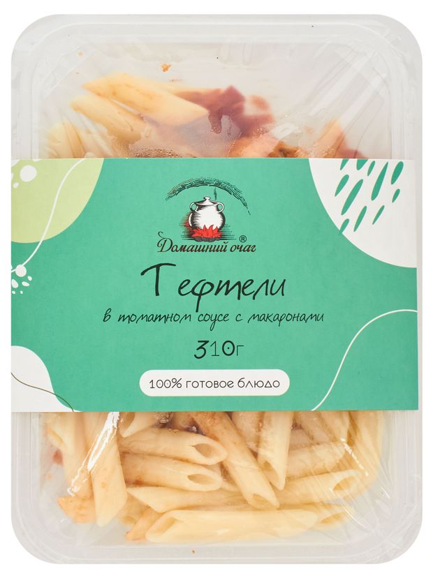 Готовая еда Тефтели в томатном соусе Домашний очаг с макаронами, 310 г