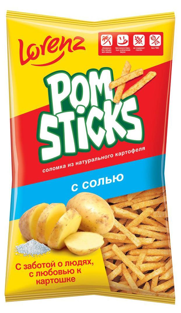 Чипсы картофельные Pomsticks соломкой с солью 200 г 180₽