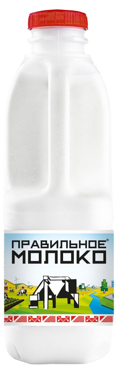 Молоко пастеризованное питьевое Правильное Молоко 3,2-4% БЗМЖ охлажденное, 900 мл