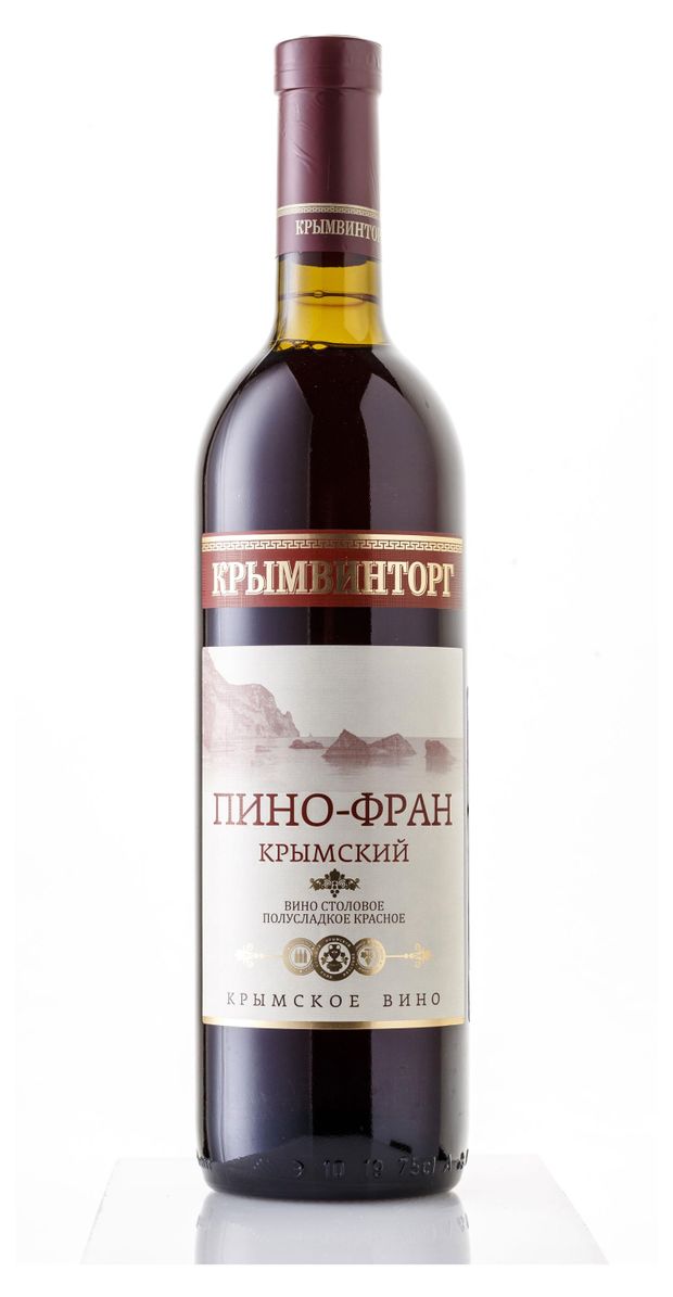 Вино Крымвинторг Пино-Фран красное полусладкое Россия, 0,75 л