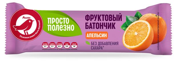 Батончик фруктовый АШАН Красная птица с апельсином 30 г 40₽